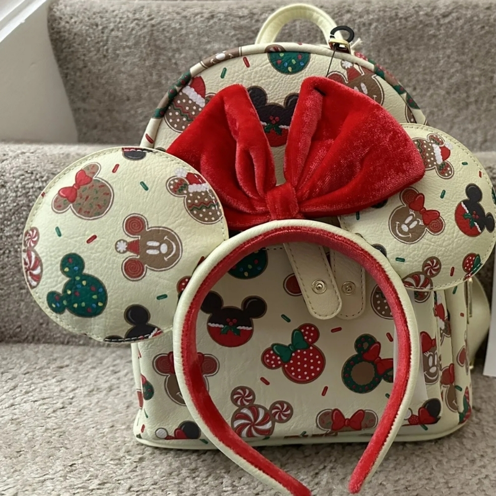 NEW Loungefly Disney Christmas Mickey and Minnie Cookie Headband with bag.